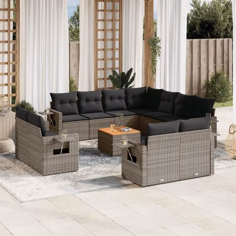 Maison Exclusive - Set Divani da Giardino 12 pz con Cuscini Grigio in Polyrattan