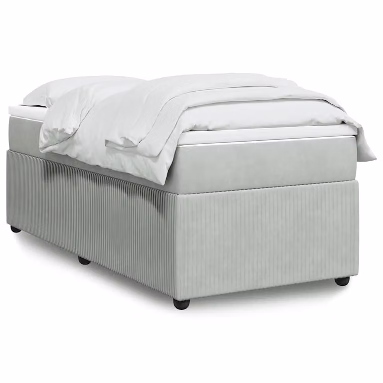 vidaXL Giroletto a Molle Ibrido con Materasso in Velluto Grigio e Bianco L/P/H: 200 x 80 cm