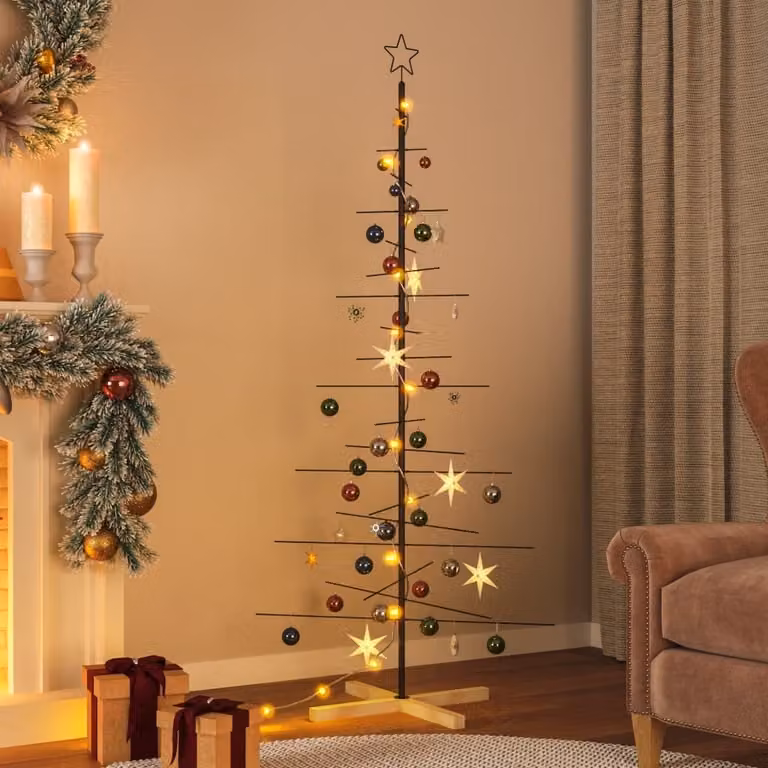 Maison Exclusive - Albero di Natale in metallo con base in legno, colore nero, altezza 180 cm