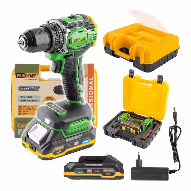 Avvitatore a batteria Procraft PA18Pro 20 V 30 Nm Brushless + 1x batteria 1,5 Ah + caricabatteria + valigetta
