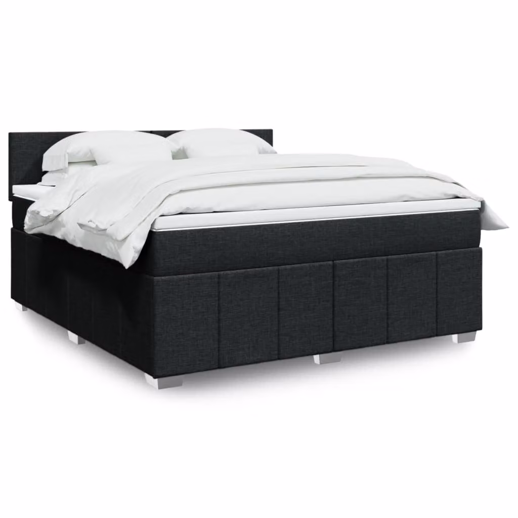 vidaXL Giroletto a Molle con Materasso Ibrido in Tessuto Nero, L 180 cm x P 200 cm