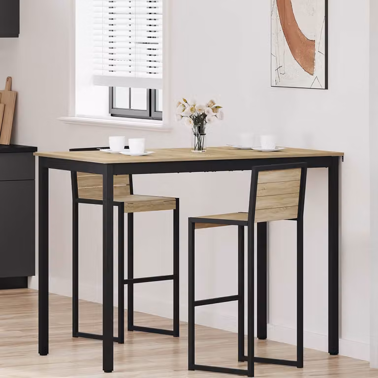 vidaXL Tavolo Bar Moderno Rettangolare in Legno Ingegnerizzato e Metallo, Disponibile in Nero, Grigio o Marrone, L: 80 cm, P: 25,67 cm, H: 105 cm