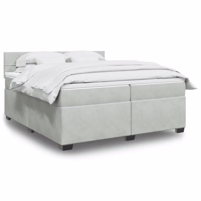 vidaXL Giroletto a Molle con Materasso Ibrido in Velluto Grigio Chiaro L/P: 200 x 200 cm