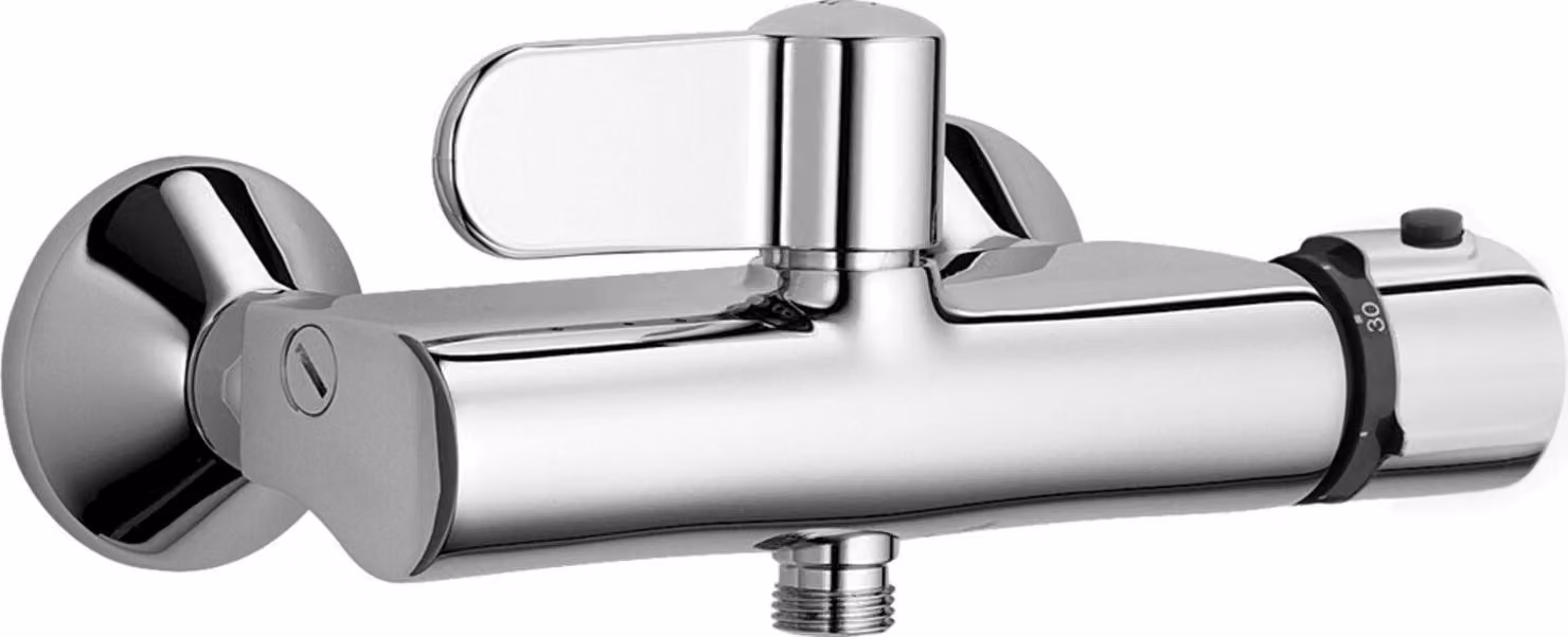 Robinet de douche HANSA HANSATEMPRA, montage mural, sécurité intrinsèque contre le reflux, chrome, 08240202, 08240202