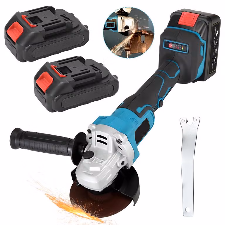 smerigliatrice angolare senza spazzole 18V 125MM 860W - a batteria, potente con 2 batterie e accessori
