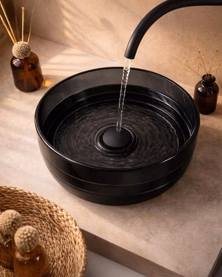 Lavabo 40 cm ciotola da appoggio Ischia in resina nero