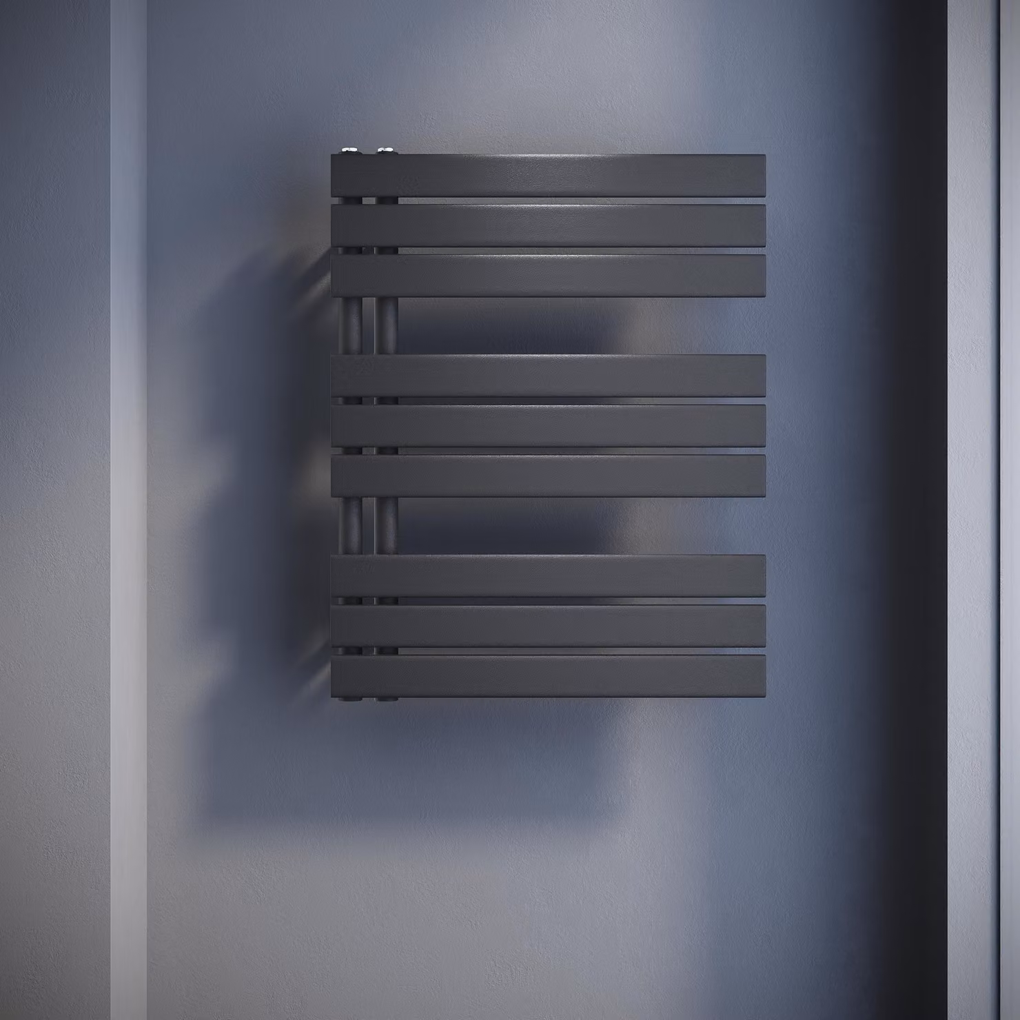 SONNI: Radiatore a pannello design, a singola parete, colore antracite, dimensioni 762x600 mm. Riscaldamento a acqua o elettrico (senza resistenza)