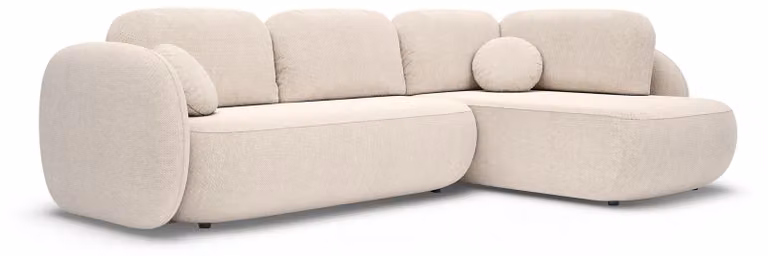 Divano angolare con funzione letto, modello Olemo, lato destro, colore crema tortora