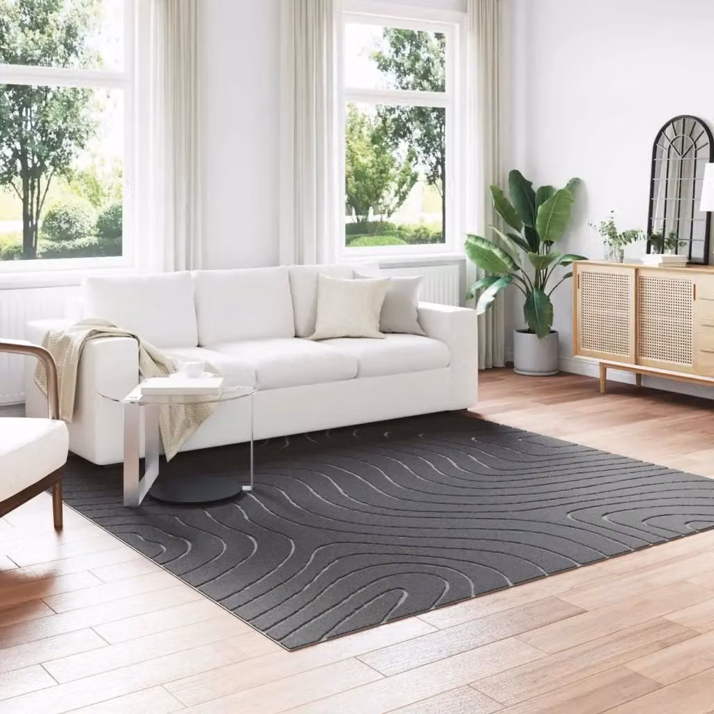 Tappeto a zone PALMERAS Antracite L/P: 240 x 240 cm in Poliestere con design moderno a onde – 2