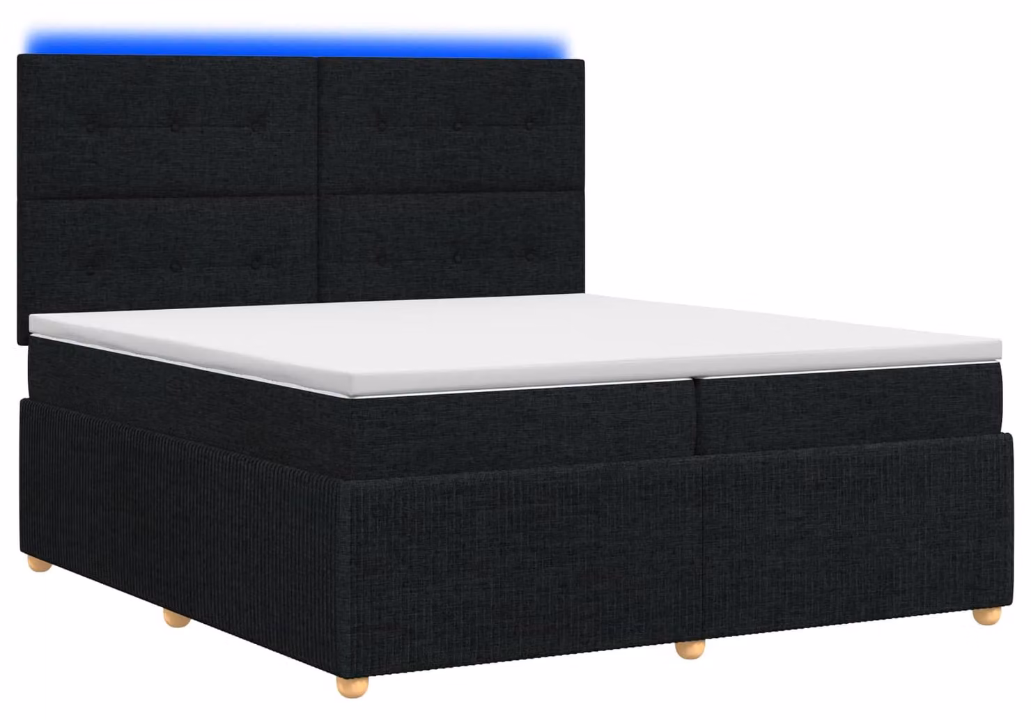 Letto boxspring LED con materasso nero 200 x 200 cm Tessuto
