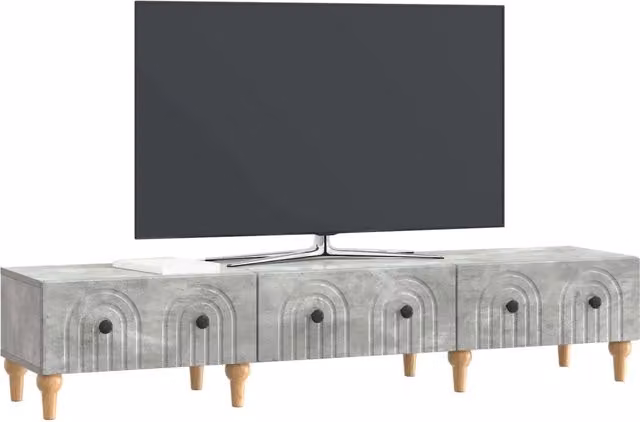 Mobile TV moderno DESIGN IN con cassetto in legno color Grigio Cemento L: 147 cm, P: 34,5 cm, H: 30 cm