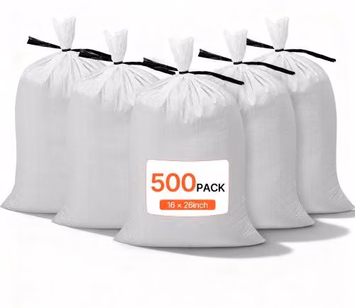 VEVOR Sacchi da Giardino in Polipropilene Intrecciato Bianchi, Confezione da 500 Pezzi, Resistenti agli Strappi e ai Raggi UV, Capacità di Carico 22,6 kg, Dimensioni: 40 x 66 cm