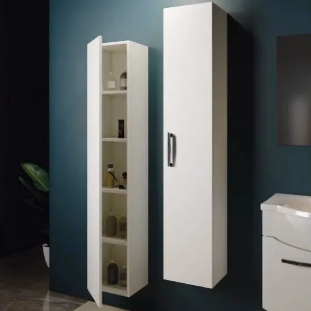 Colonna Bagno Sospesa in MDF 1 Anta L=30 cm H=120 cm P=19 cm Bianca Mobo