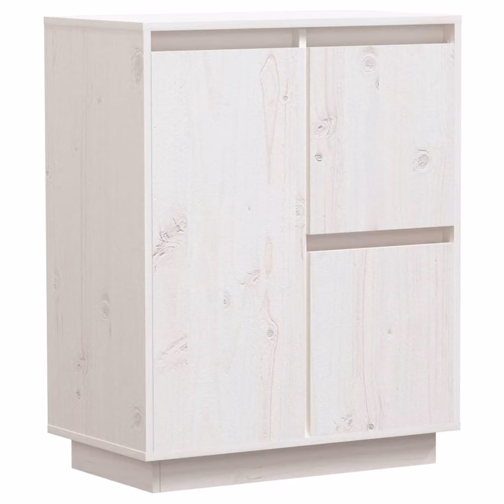 Credenza Bianca 60x34x75 cm in Legno Massello di Pino