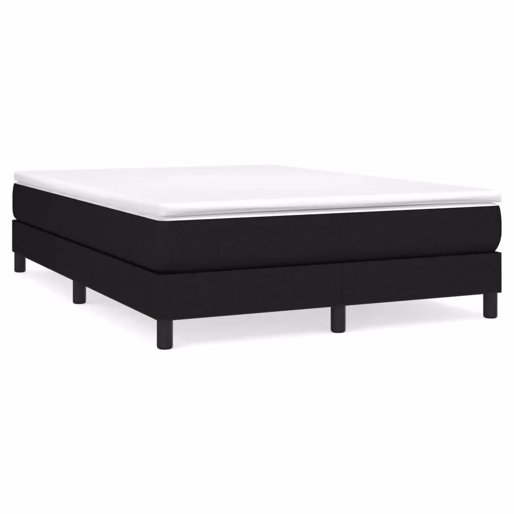 Letto Ibrido vidaXL con Giroletto a Molle e Materasso in Tessuto Nero e Bianco L/P/H: 190 x 140 x 25 cm – 2