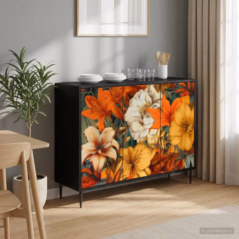 Credenza moderna vidaXL GENNEP in rovere e nero, L 102 x P 33 x H 76 cm