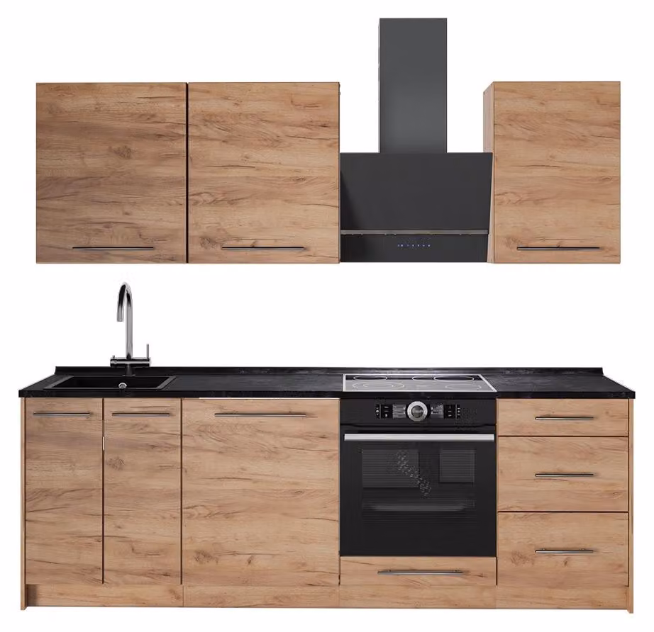 Cucina componibile Vicco Fame-Line Rovere dorato/Rovere dorato 230 cm senza piano di lavoro, Model 63988