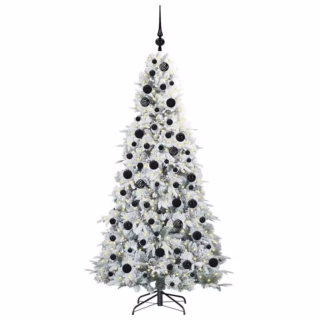 Albero di Natale artificiale moderno vidaXL bianco con luci LED bianco caldo in PVC e plastica, Altezza: 180 cm – 2