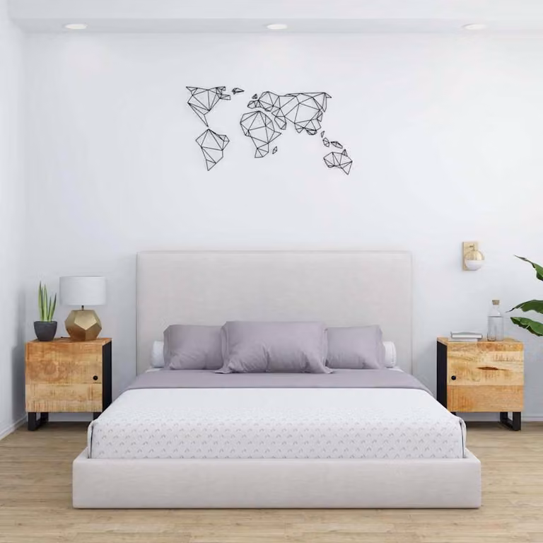 Set di 2 comodini vidaXL in legno di mango e metallo stile industrial, marrone e nero, L/P/H: 40 x 33 x 46 cm