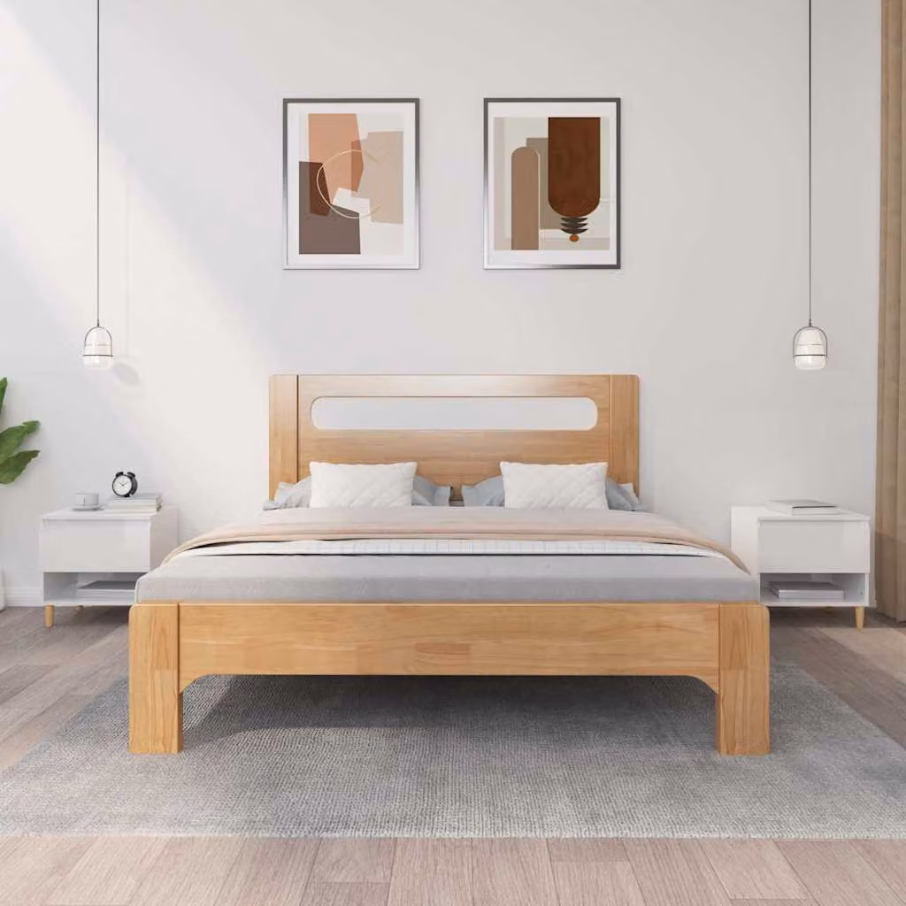 Set di 2 comodini vidaXL bianchi lucidi in legno per camera da letto L 50 x P 46 x H 50 cm