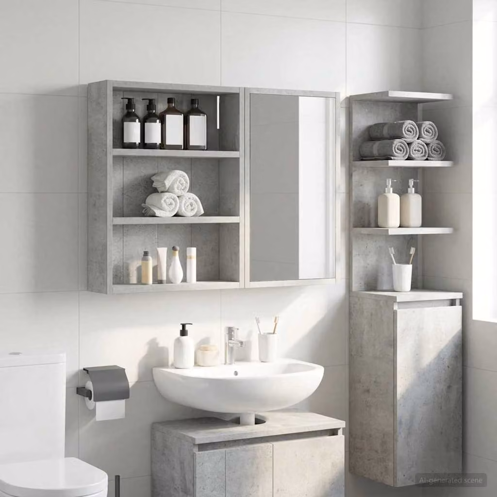 Armadio da bagno a muro moderno vidaXL Grigio Cemento L: 40 cm, P: 10 cm, H: 50 cm