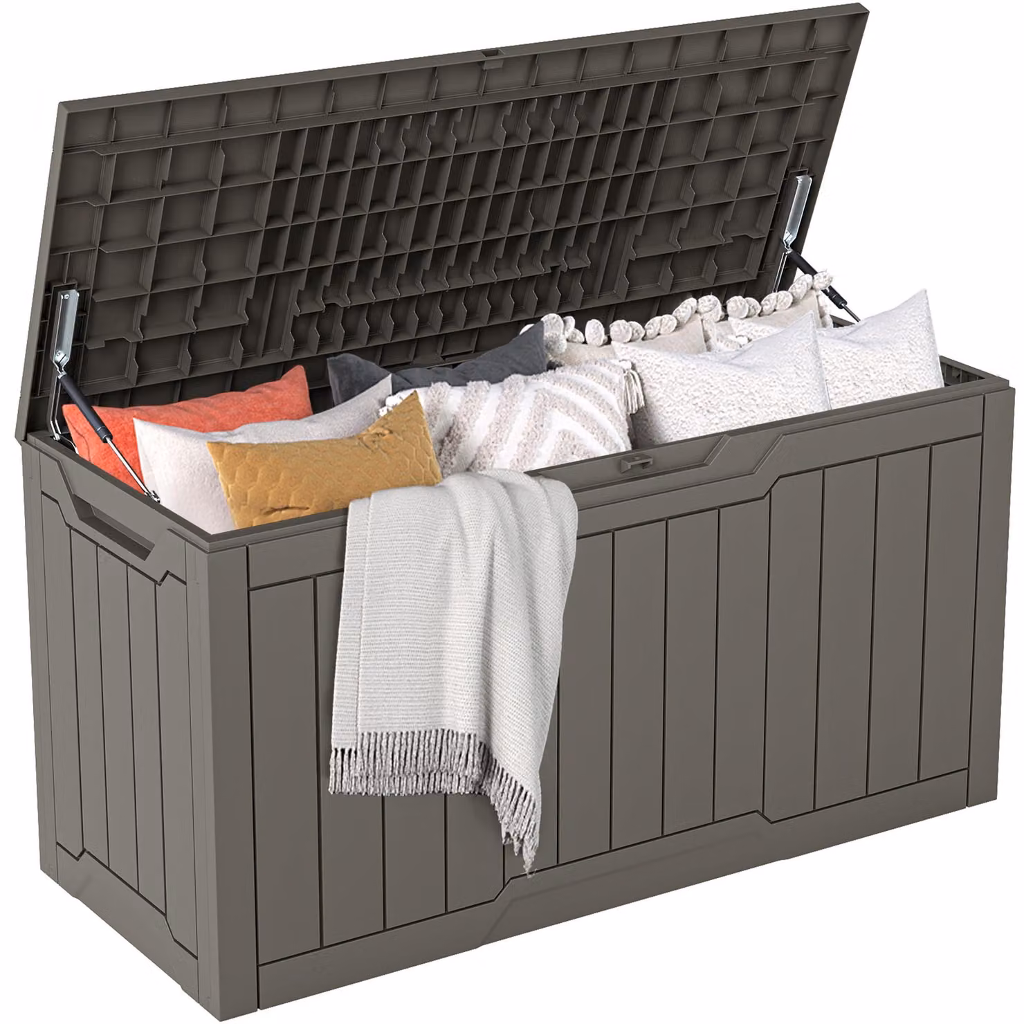 Contenitore di stoccaggio per esterni, impermeabile, da 300 litri, dimensioni 115x46,8x58 cm, ideale per giardino e terrazza