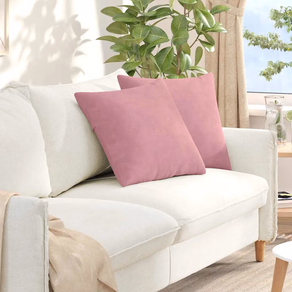 Set di 2 cuscini da divano quadrati vidaXL in tessuto a coste rosa, L 50 x P 50 x H 50 cm