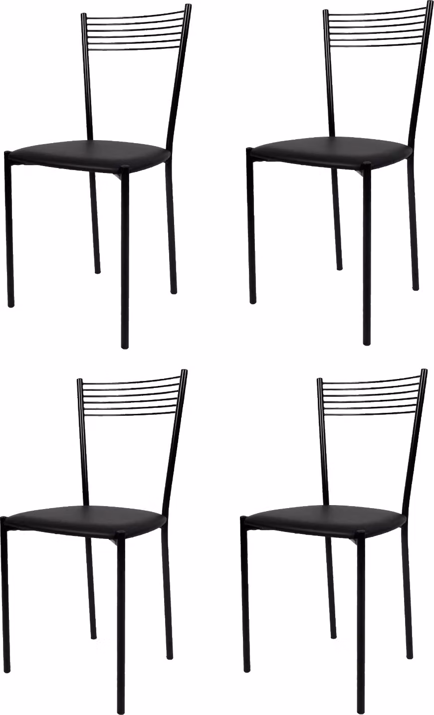 t m c s Tommychairs - Set di 4 sedie moderne ELEGANCE per cucina e sala da pranzo, struttura robusta in acciaio laccato, colore nero, seduta imbottita rivestita in Pelle finta nera