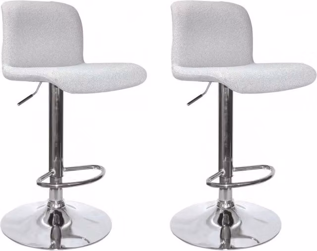 Set di 2 sgabelli da bar Rafael GIORDANOSHOP in tessuto grigio con struttura in metallo cromato, L/P/H: 41 x 46 x 86/107 cm