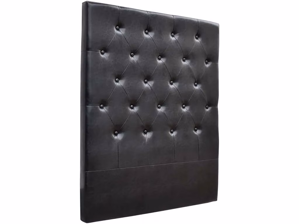 Testiera del letto imbottita Déco in ecopelle nera da appendere al muro, Larghezza: 99 cm – 2