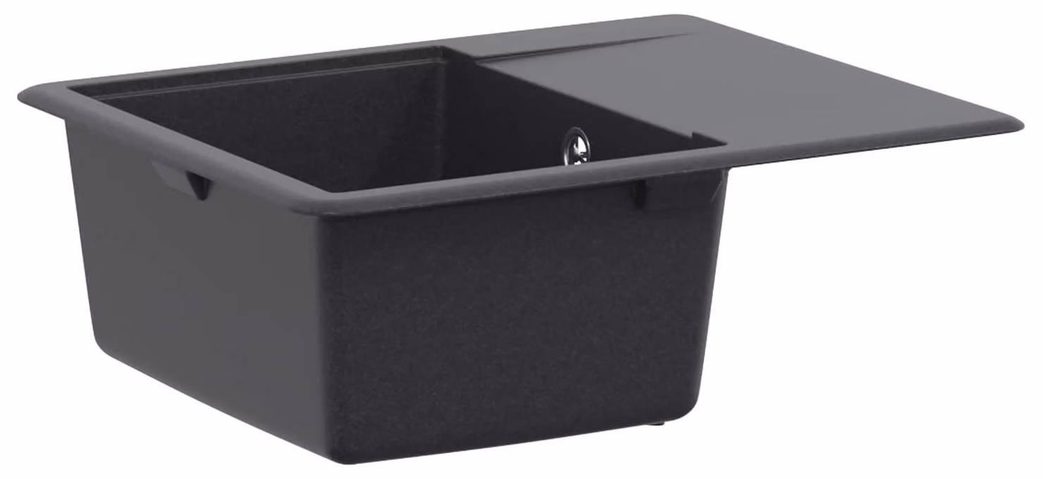 Lavello da cucina con un vano, in granito, dimensioni 56 x 46 x 19 cm, colore grafite