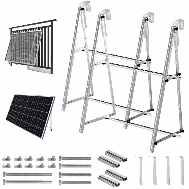 Supporto per pannelli solari, lunghezza 118 cm, angolo regolabile da 0 a 90°, realizzato in lega di alluminio, impermeabile e resistente alla corrosione
