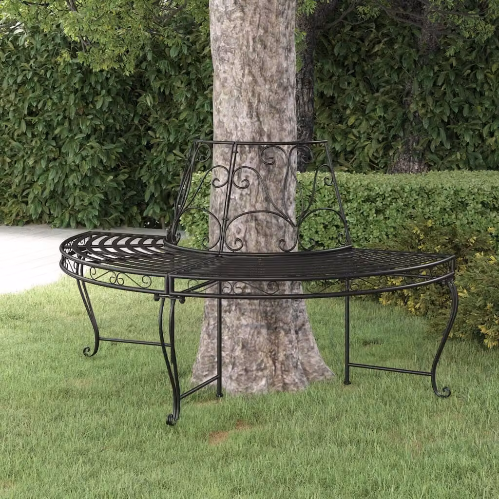 The Living Store Panca ad albero semicircolare Ø160 cm in acciaio nero