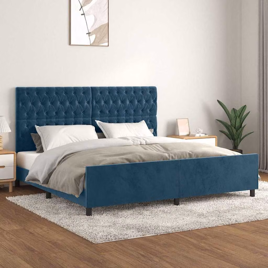 vidaXL Giroletto senza Materasso Blu Scuro 200x200 cm in Velluto