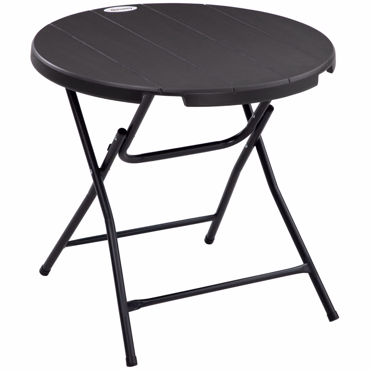 Tavolo da giardino Outsunny, tavolo rotondo pieghevole, Ø80 cm tavolino per 4 persone, tavolo da pranzo da giardino con aspetto decorativo in legno, per balcone, terrazza, grigio scuro