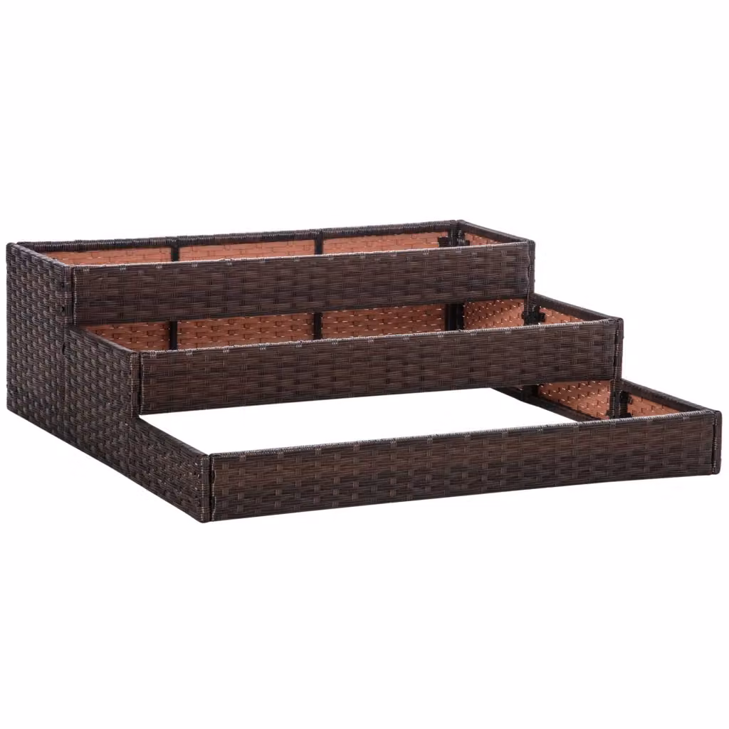 Orto Rialzato XYLO a 3 Livelli in Rattan Sintetico Grigio L: 120 cm, P: 120 cm, H: 40 cm – 2