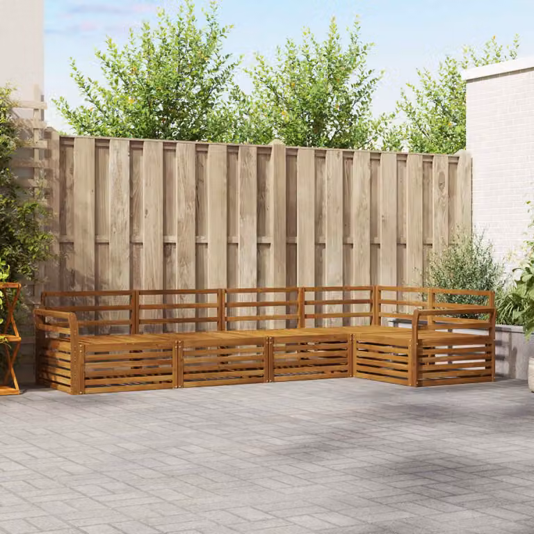 Set di divani da esterno vidaXL 5 pezzi in legno di acacia marrone con forma a L e cuscini inclusi