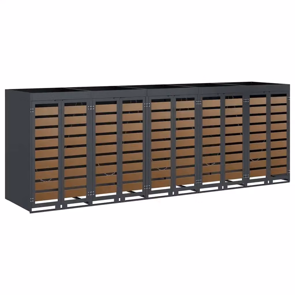 Contenitore per rifiuti vidaXL per 3 bidoni in acciaio colore antracite L/P/H: 121,5 x 340,0 x 77,5 cm – 2