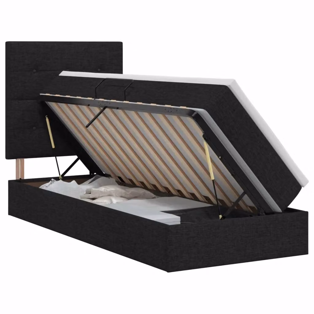 Letto con contenitore e materasso vidaXL in tessuto nero L: 90 cm, P: 190 cm, H: 40 cm – 2