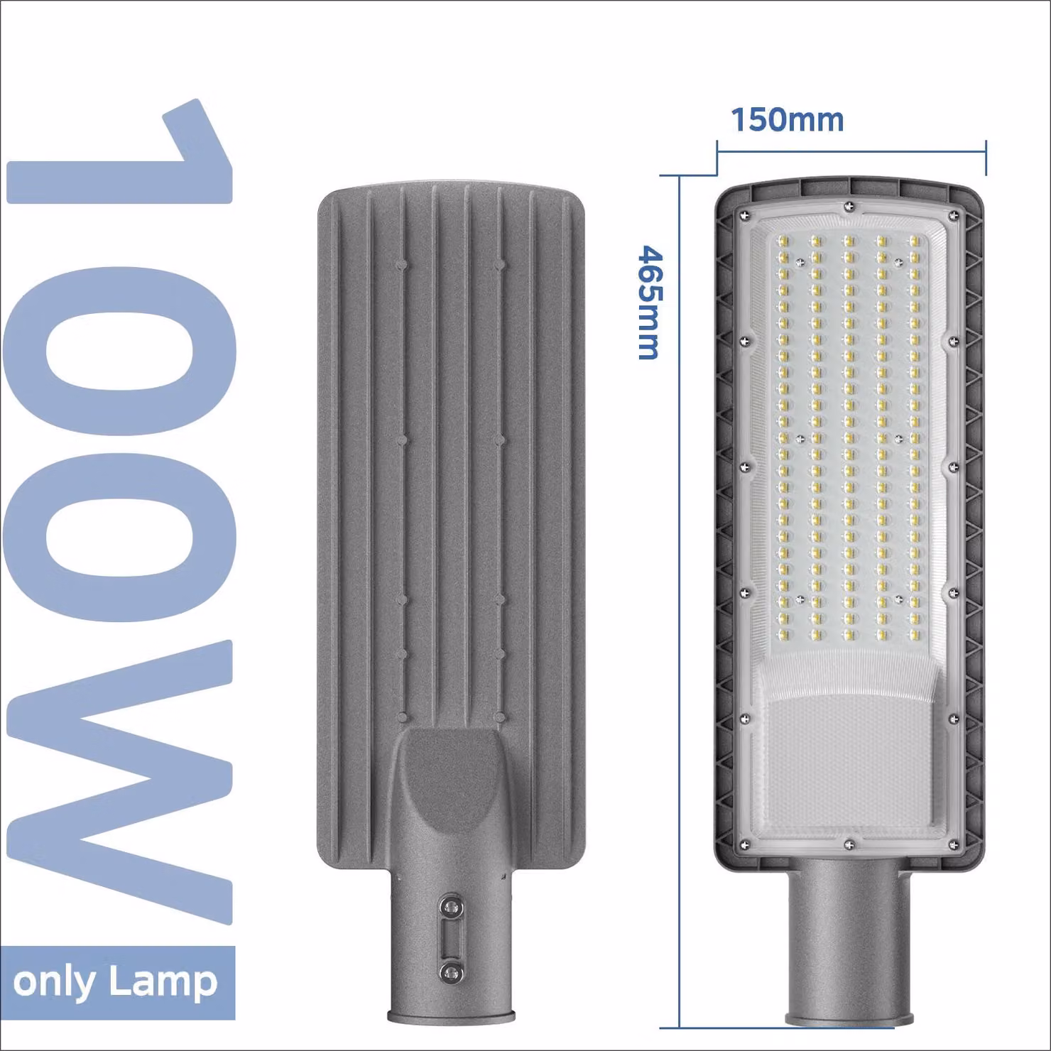 Lampione a LED - Modello KHPL015 - 100 W - 6500 K (bianco freddo) - Grado di protezione IP67 (resistente all'acqua) - 85–265 V AC - Alluminio