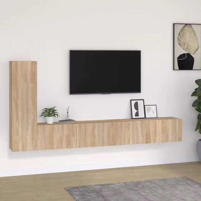 Set di Mobili Porta TV 3 pz-Set di 3 Credenza per TV Rovere Sonoma in Legno Multistrato 863271