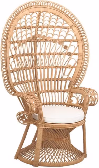 Poltrona vintage in rattan, marrone naturale