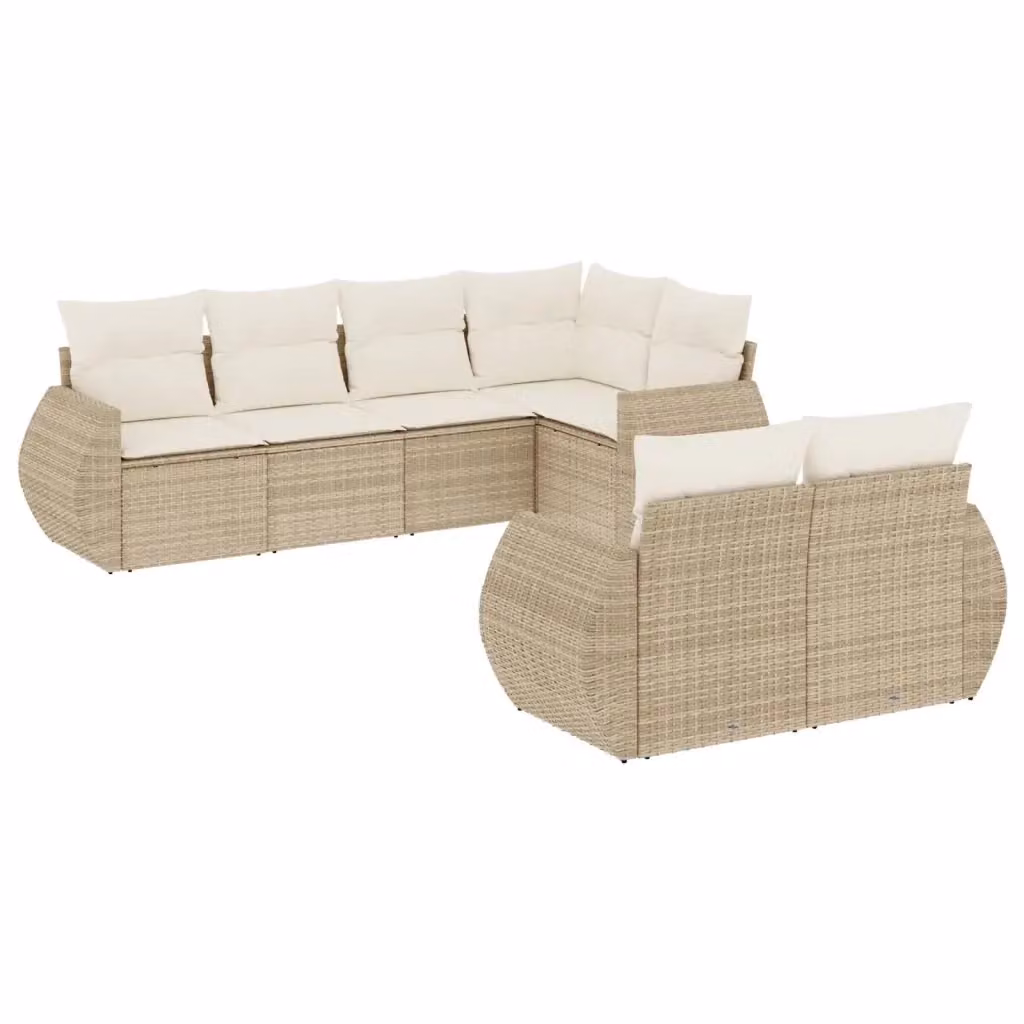 vidaXL Set Divani da Giardino a L 7 pz con Cuscini Beige e Struttura in Metallo – 2