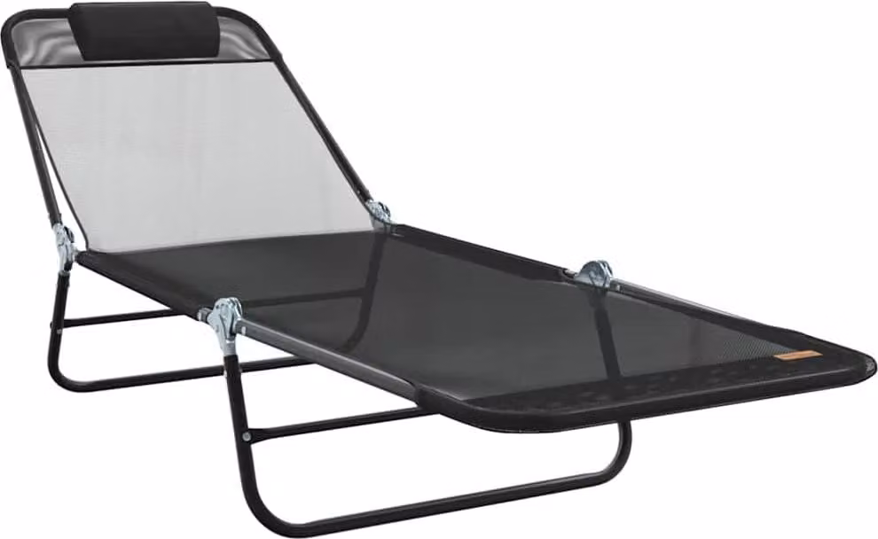 Lettino prendisole pieghevole Nero 182 x 55 x 85,5 cm Textilene