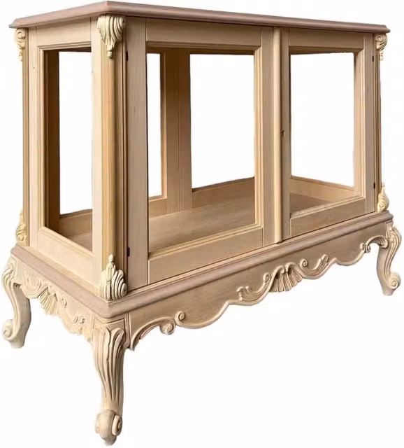 Vetrina classica in legno di pino e faggio con 2 ante in vetro e serratura Mobili 2G L: 113 cm, P: 58 cm, H: 91 cm – 2