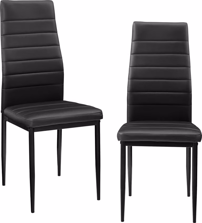[en.casa]® Set di 2 sedie nero schienale alto sala da pranzo sedia imbottita in ecopelle