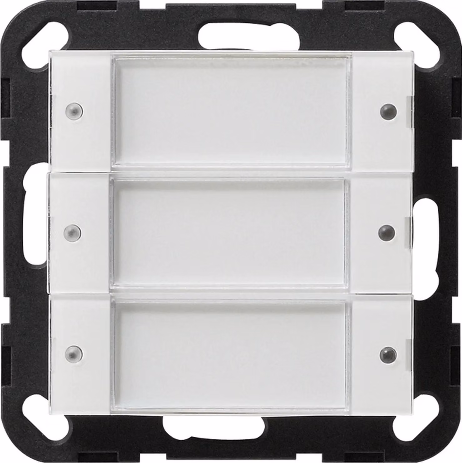 Sensore a pulsante Gira 2, triplo, 24 V, a potenziale zero, sistema 55, trasparente/bianco puro, 1 pz.