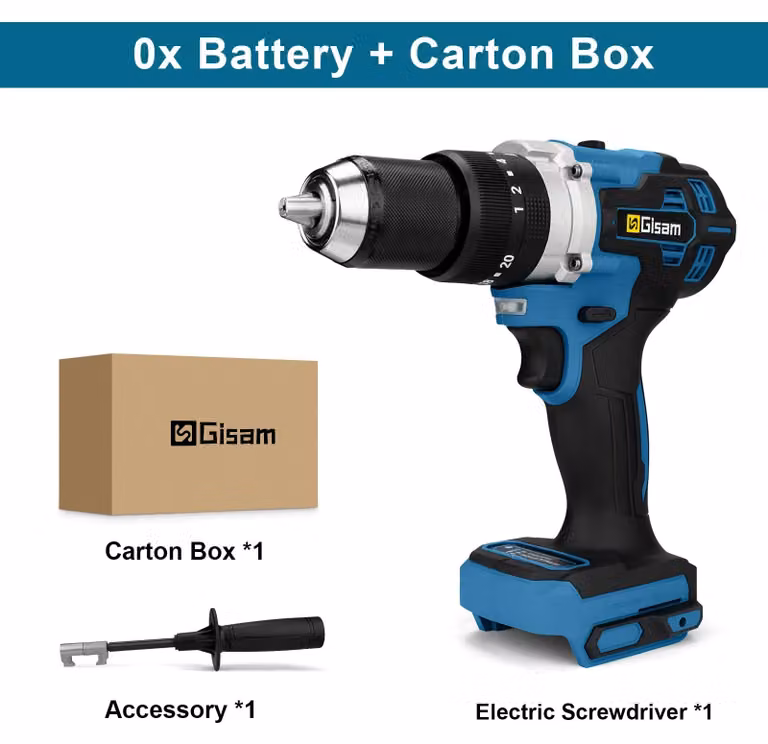 Trapano avvitatore a batteria da 18V - Trapano avvitatore - Coppia di serraggio di 650 Nm - Motore brushless - Mandrino autoserrante da 13 mm - 20+3 livelli di coppia - Senza batteria e caricabatterie