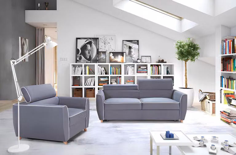 Sofagarnitur 3+1 Sitzer Couch Design Polster Modern Textil Stoff Bettfunktion