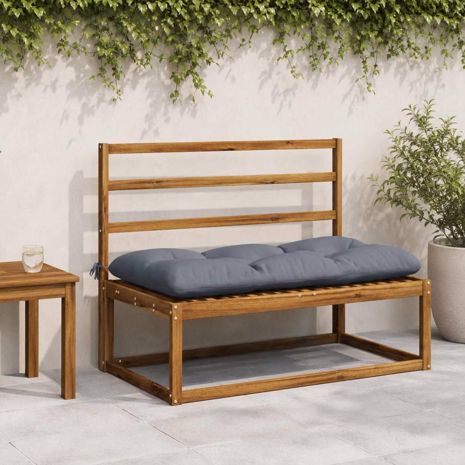 Set di 2 cuscini per panchina vidaXL VIANEN blu in poliestere con imbottitura in schiuma e coperture lavabili